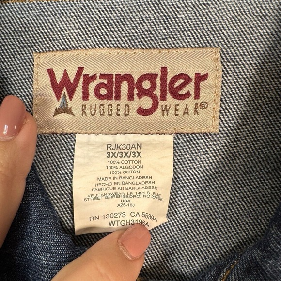 Vintage Wrangler Denim Trucker Jacket Mens 3X Rugged Workwear Chore Jean Western - Picture 3 of 9